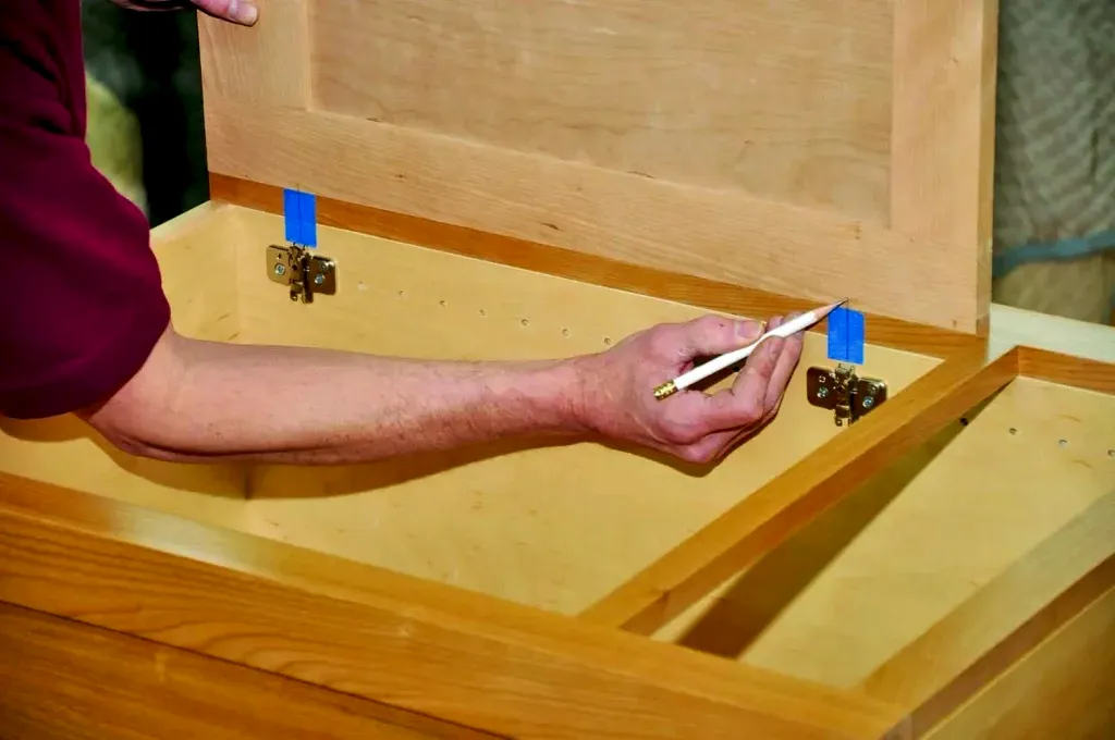 Kitchen Door 31 Mark the hinge placement on the cabinet door frame