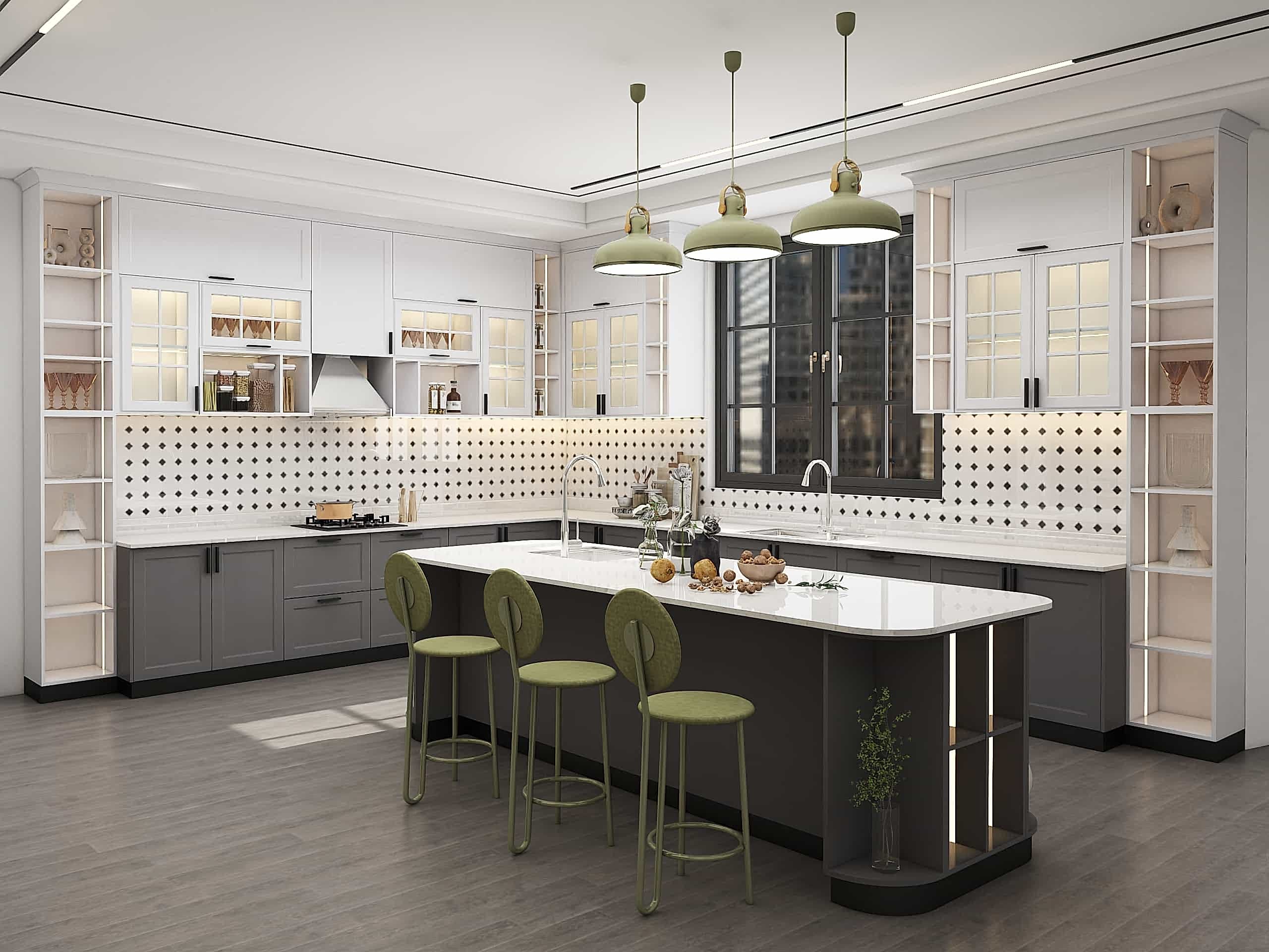 Shaker Kitchen Cabinets 15 Traditional Farmhouse Two-tone Shaker L-shaped Kitchen Cabinets