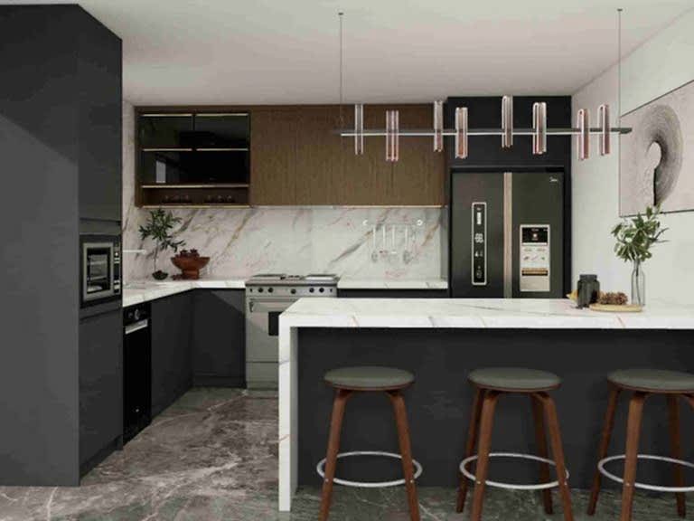 Modern Black Two-tone Kitchen Cabinets