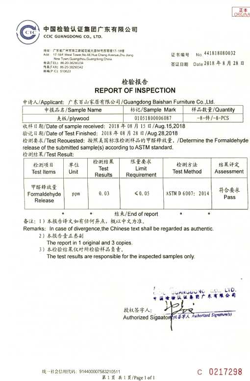 Laminate Kitchen Cabinets 23 REPORT OF INSPECTION