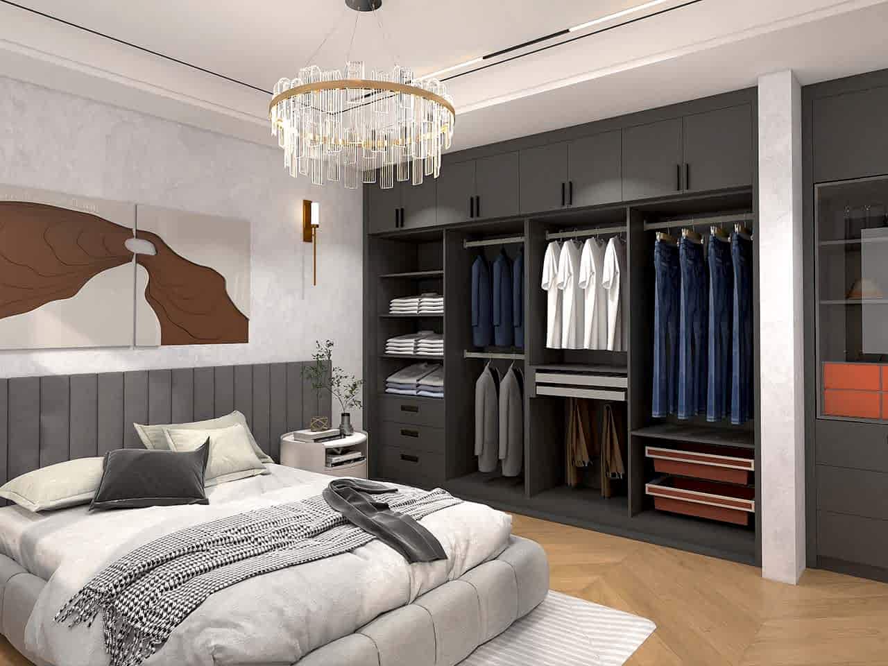 Black L-Shaped Melamine Sliding Door Wardrobe 4 Black L-Shaped Melamine Sliding Door Wardrobe