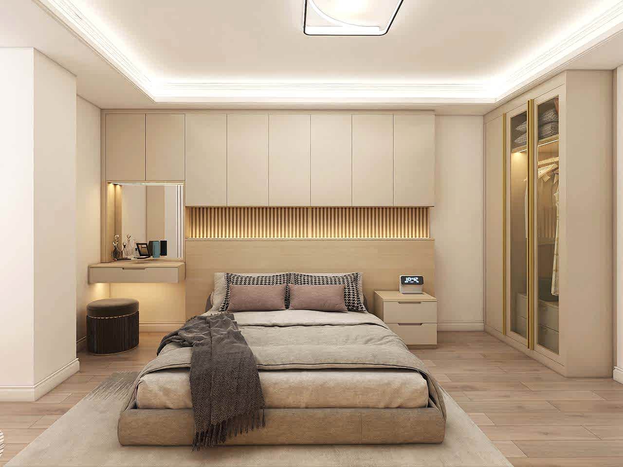 Bedroom Wardrobe 16 Elegant Cream PVC Hinged Wardrobe with Glass Doors