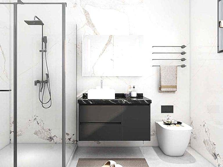 Modern Black Lacquer Plywood Bathroom Vanity