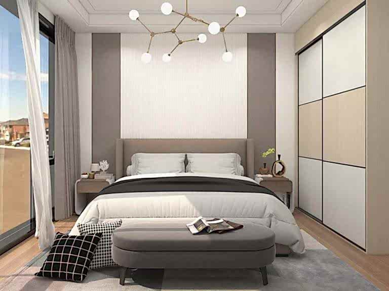 Modern Two-tone Melamine Sliding Door Wardrobe