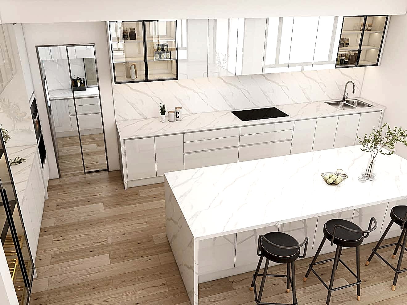 Kitchen Countertop 1 Timeless Elegance with White Kitchen Cabinets and Marble Accents
