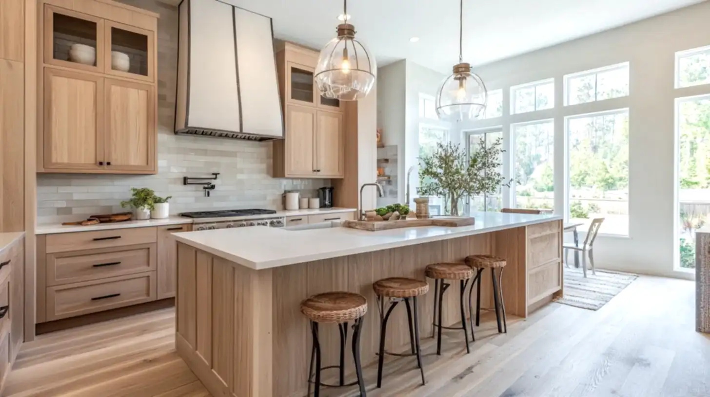 Kitchen Design 6 Light Oak Wood Kitchen Cabinets With White Countertop