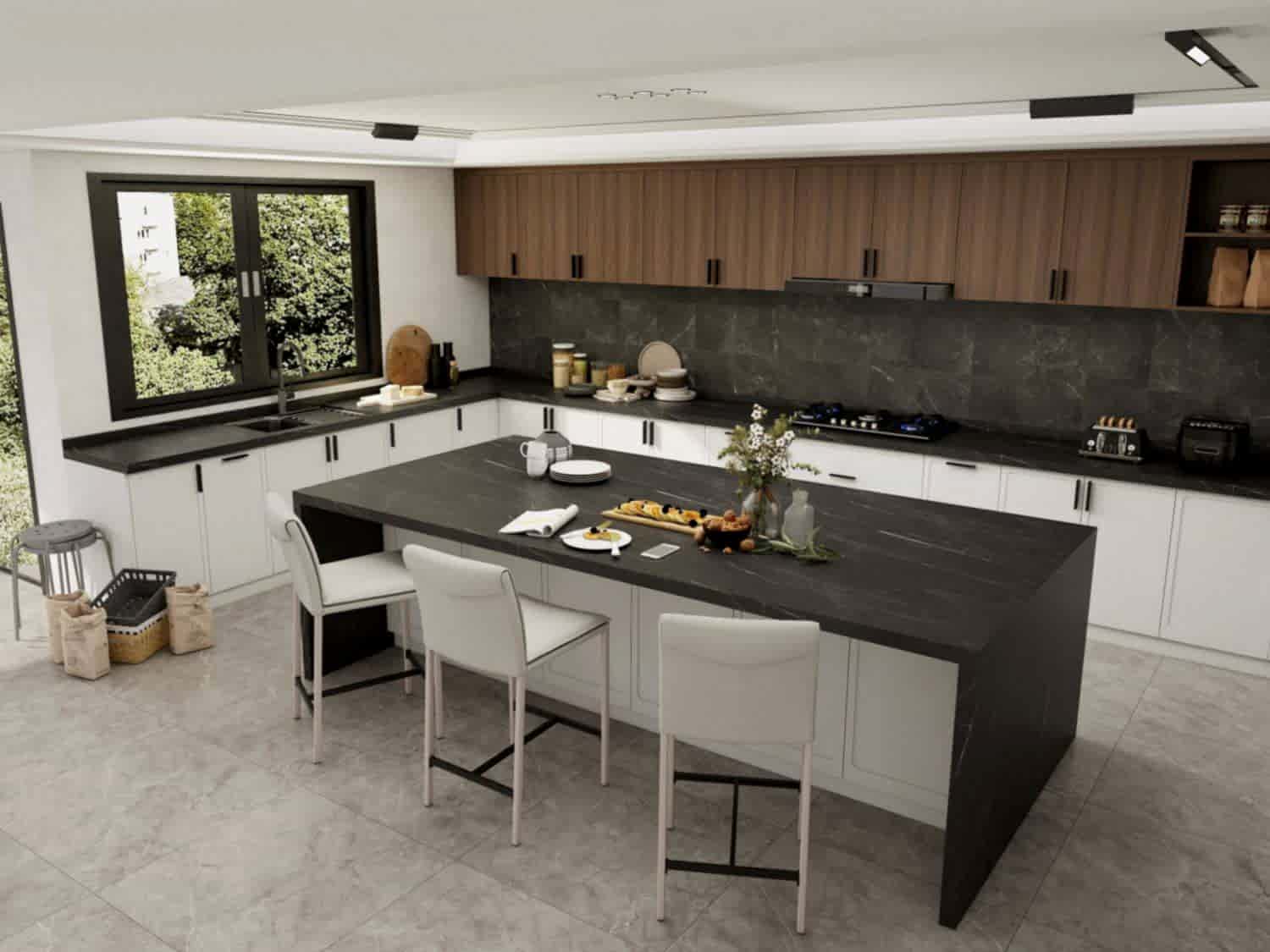 Luxury Veneer-Finished Kitchen Island Cabinet 4 Spacious Cooking and Storage