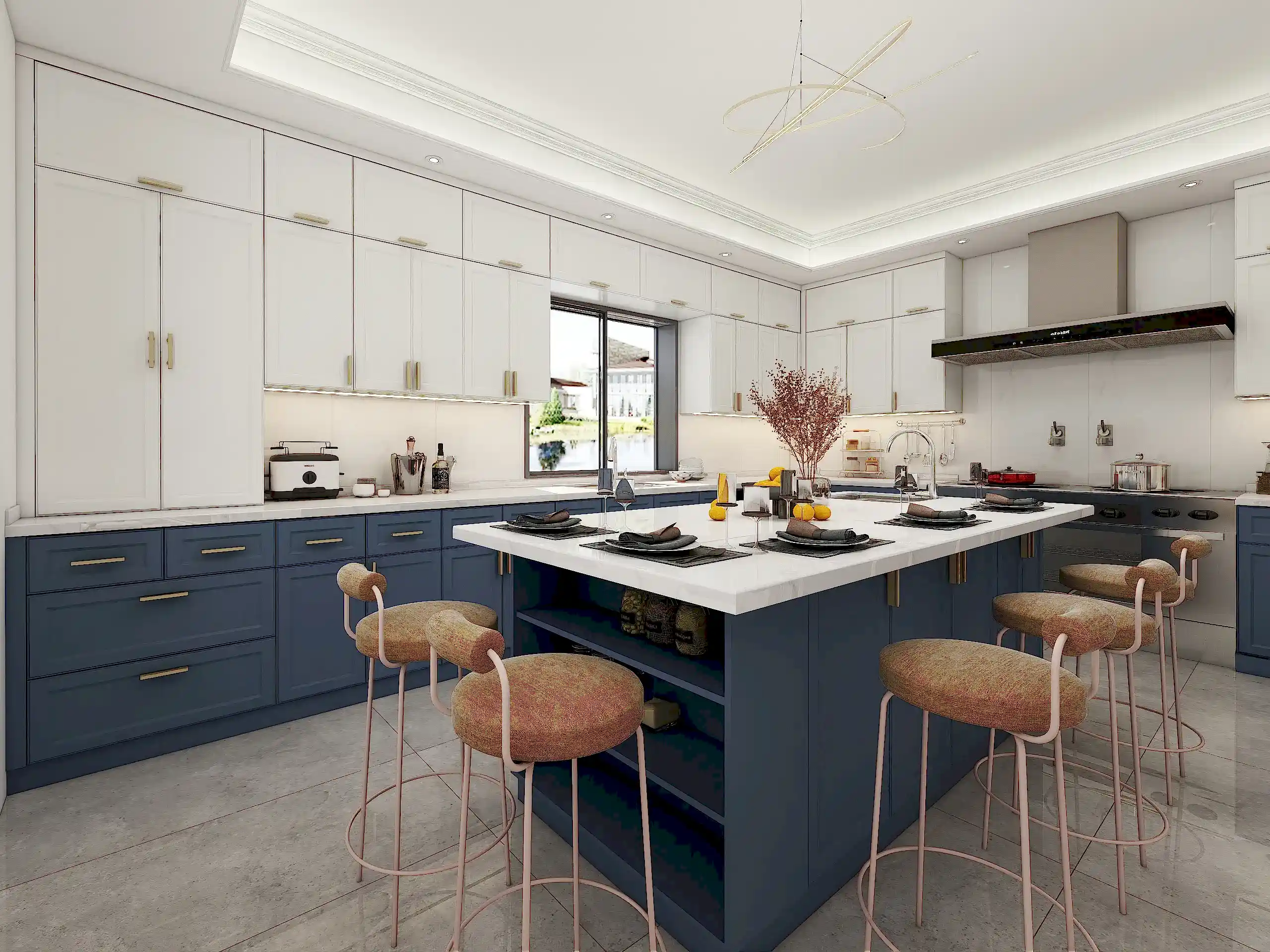 Shaker Kitchen Cabinets 11 Shaker-Style Navy and White American Custom Cabinets