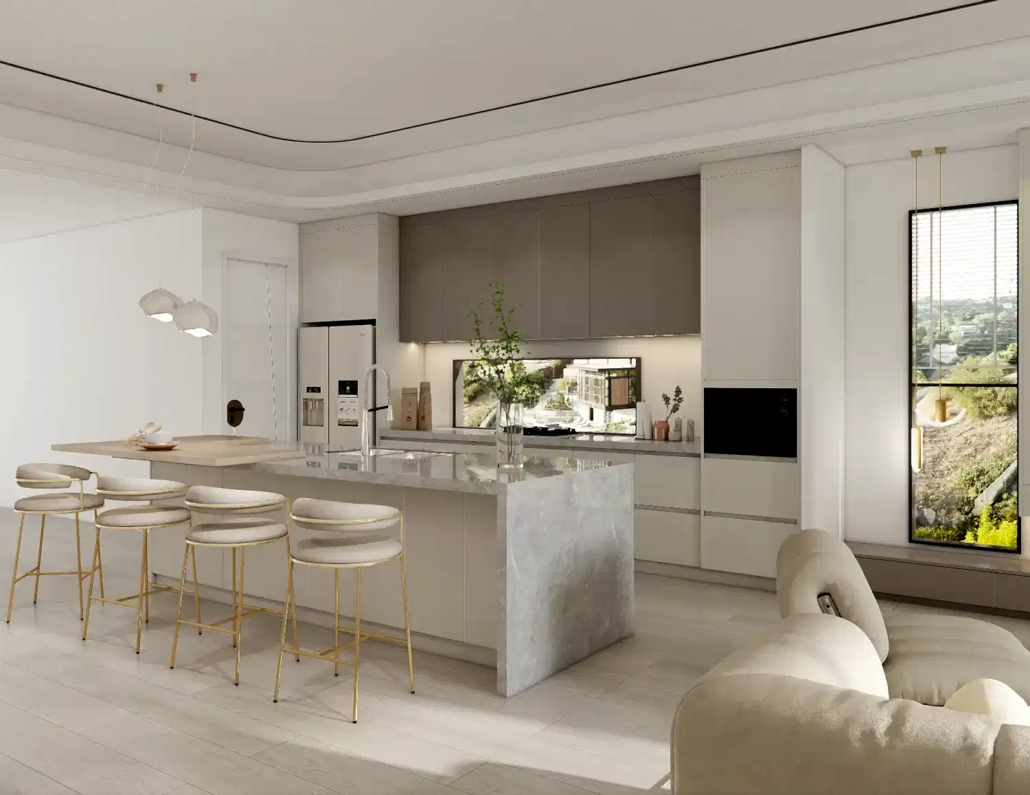 Lacquer Kitchen Cabinets 24 Light Cream Lacquer Kirchen Cainets With Marble Countertops