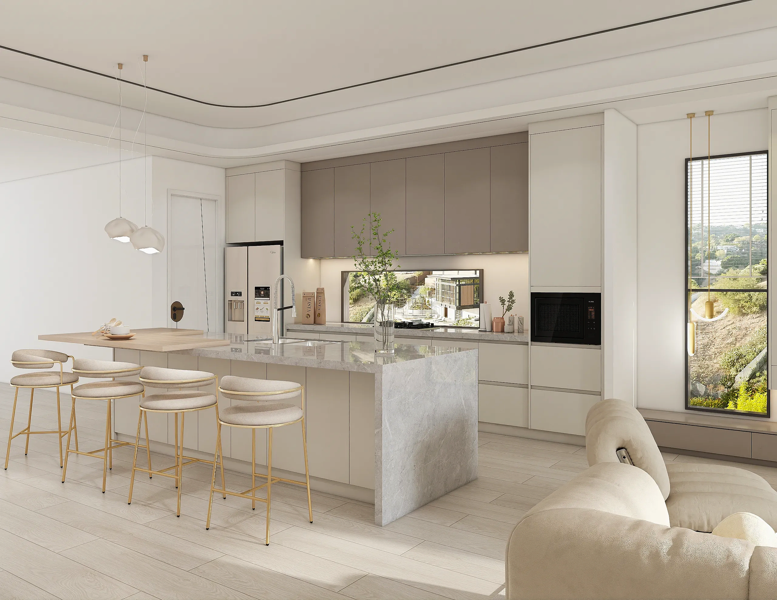 Lacquer Kitchen Cabinets 14 Light Cream Lacquer Kirchen Cainets With Marble Countertops