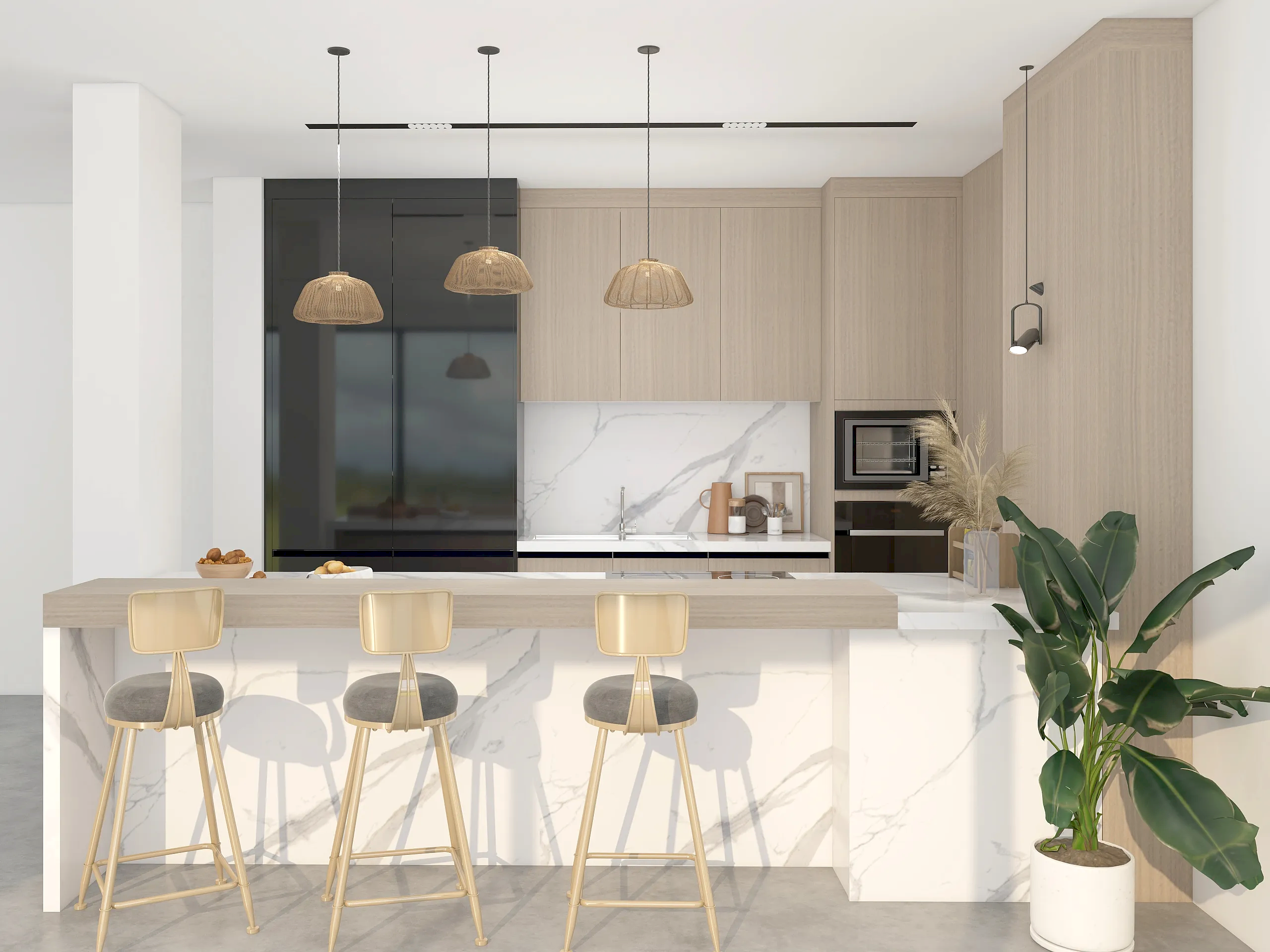 Melamine Kitchen Cabinets 12 Sleek combination of light oak wood melamine and lacquer for a minimalist modern kitchen