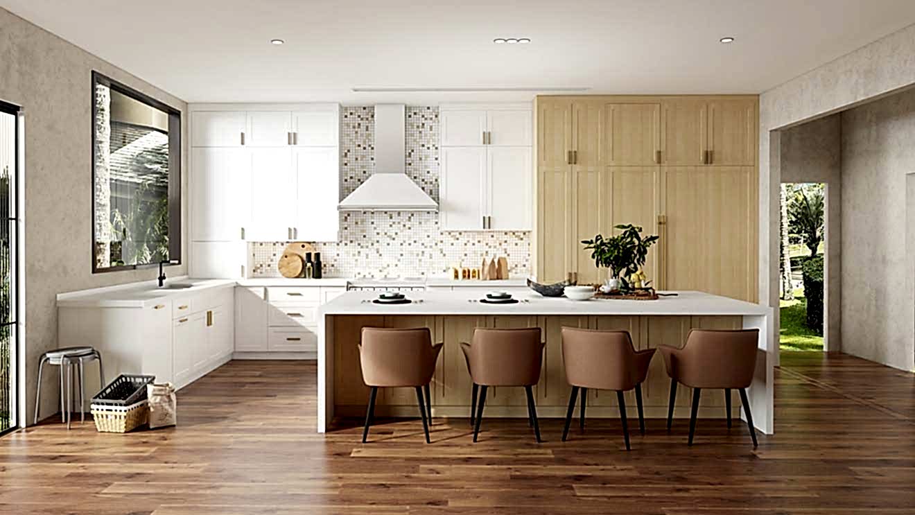 Laminate Kitchen Cabinets 19 Two-Tone Thermofoil Cabinets