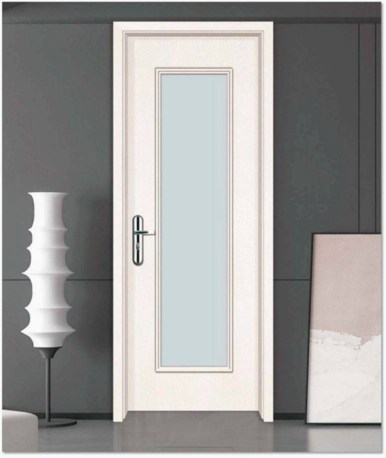 Modern laminated glass door with a sleek white frame, installed in a contemporary interior with a minimalist design.