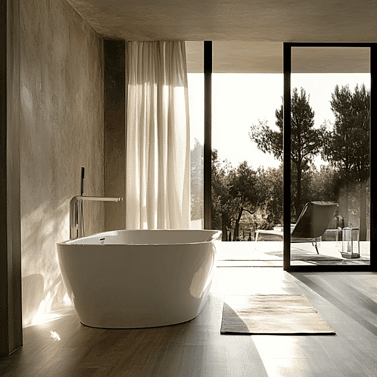 Elegant Bathroom Design Featuring Modern Door for Contemporary Spaces