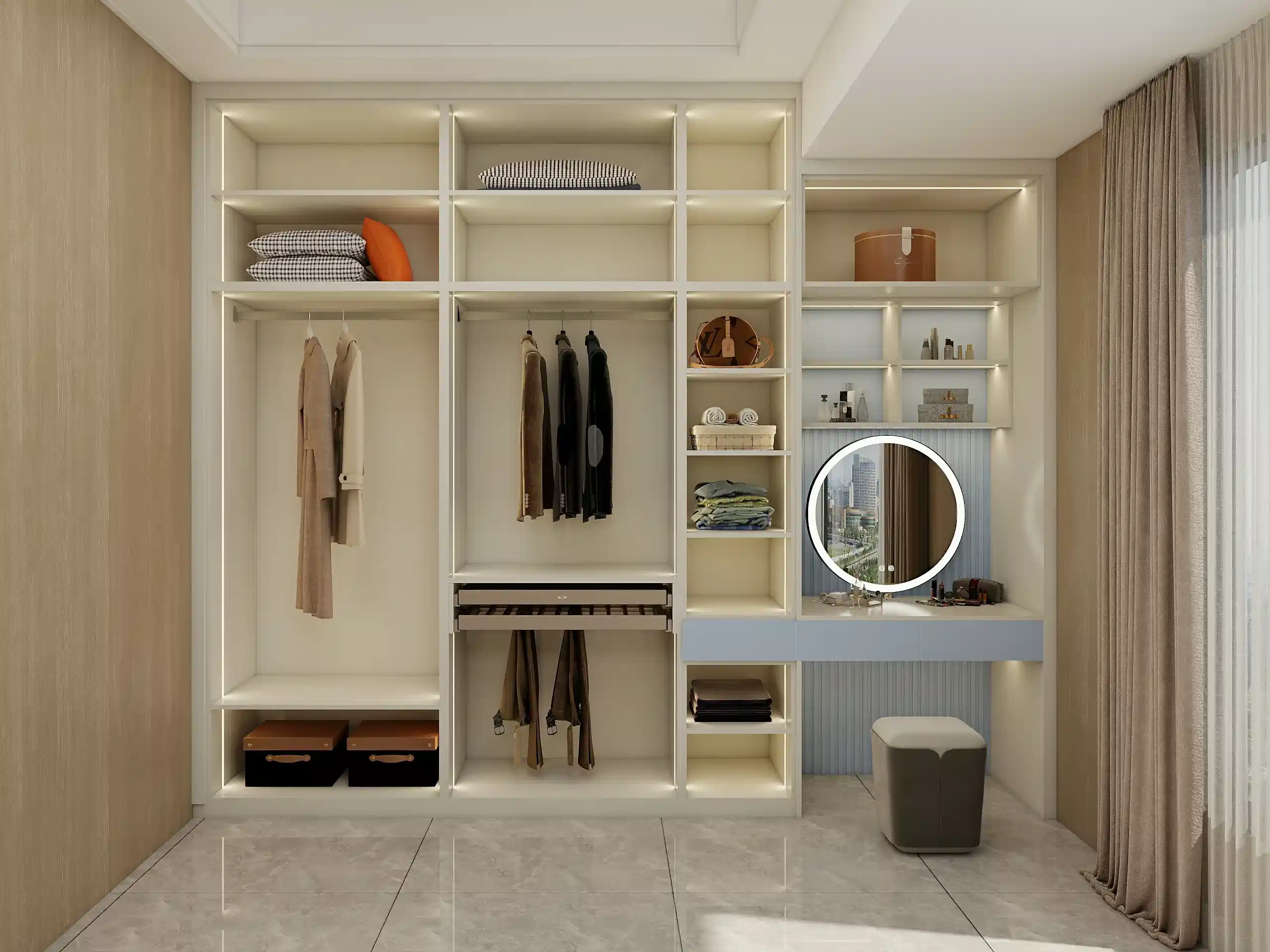 Walk In Closet 20 Swing closet doors opened to reveal organized storage and clothing minimum size for a walk in closet