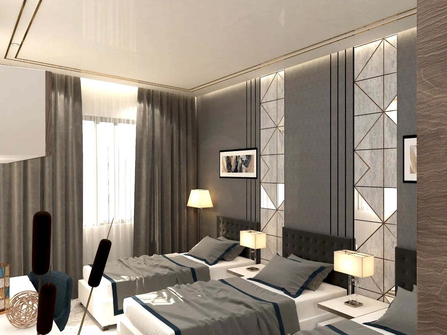 Hotel Fixed Furniture 2 Modern Gray Hotel Fixed Furniture Design