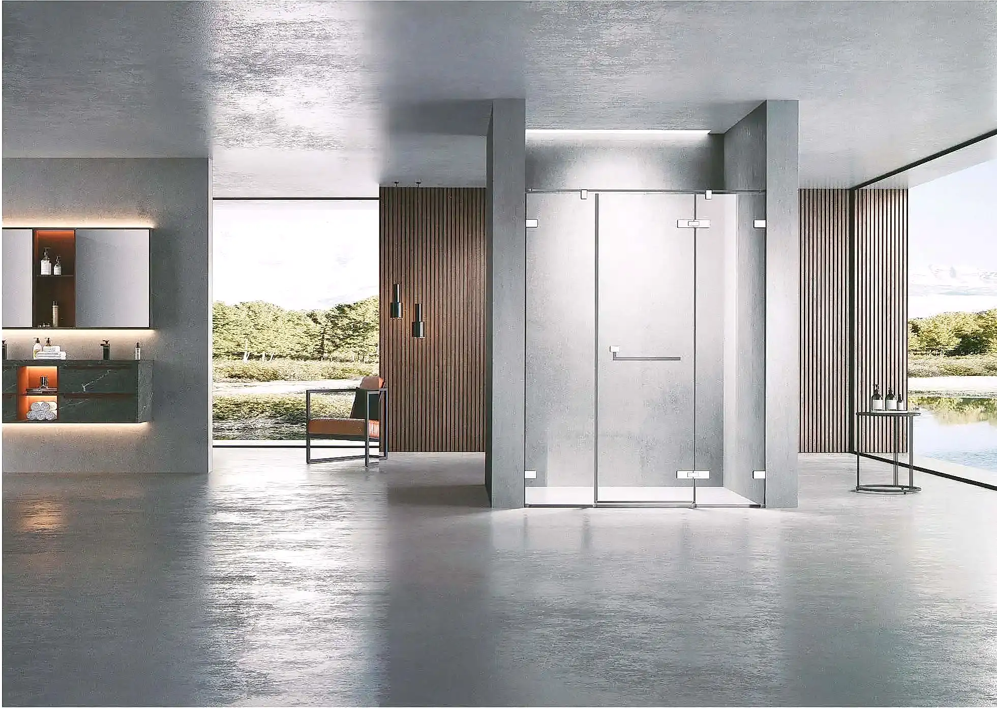 Sanitary Ware 10 Sleek modern glass shower enclosure in a stylish bathroom with minimalistic decor