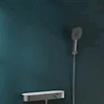 Sanitary Ware 16 Sleek modern shower set with rain showerhead and handheld sprayer in matte finish