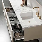 Sanitary Ware 4 Stylish bathroom vanity with marble countertop and modern storage drawers showcasing sanitary ware