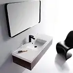 Sanitary Ware 22 Stylish wall mounted sink vanity with black faucet and minimalist design
