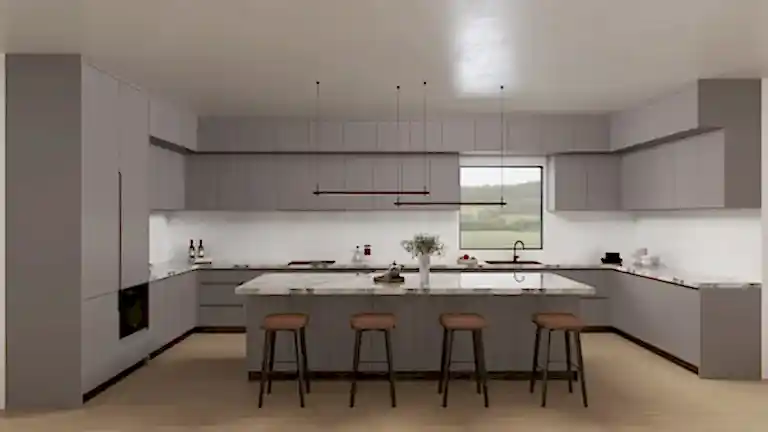 Blog 8 u shaped kitchen layout with island featuring modern flat panel cabinets, integrated appliances, and balanced work zones for daily cooking